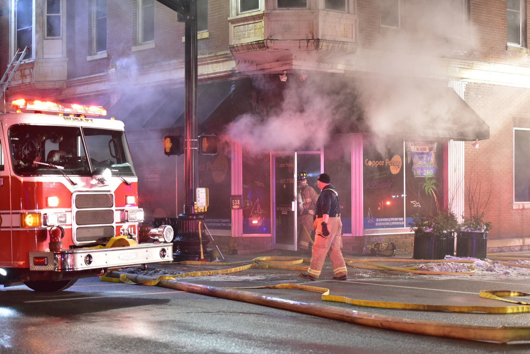 Crews battle fire at the Copper Penny